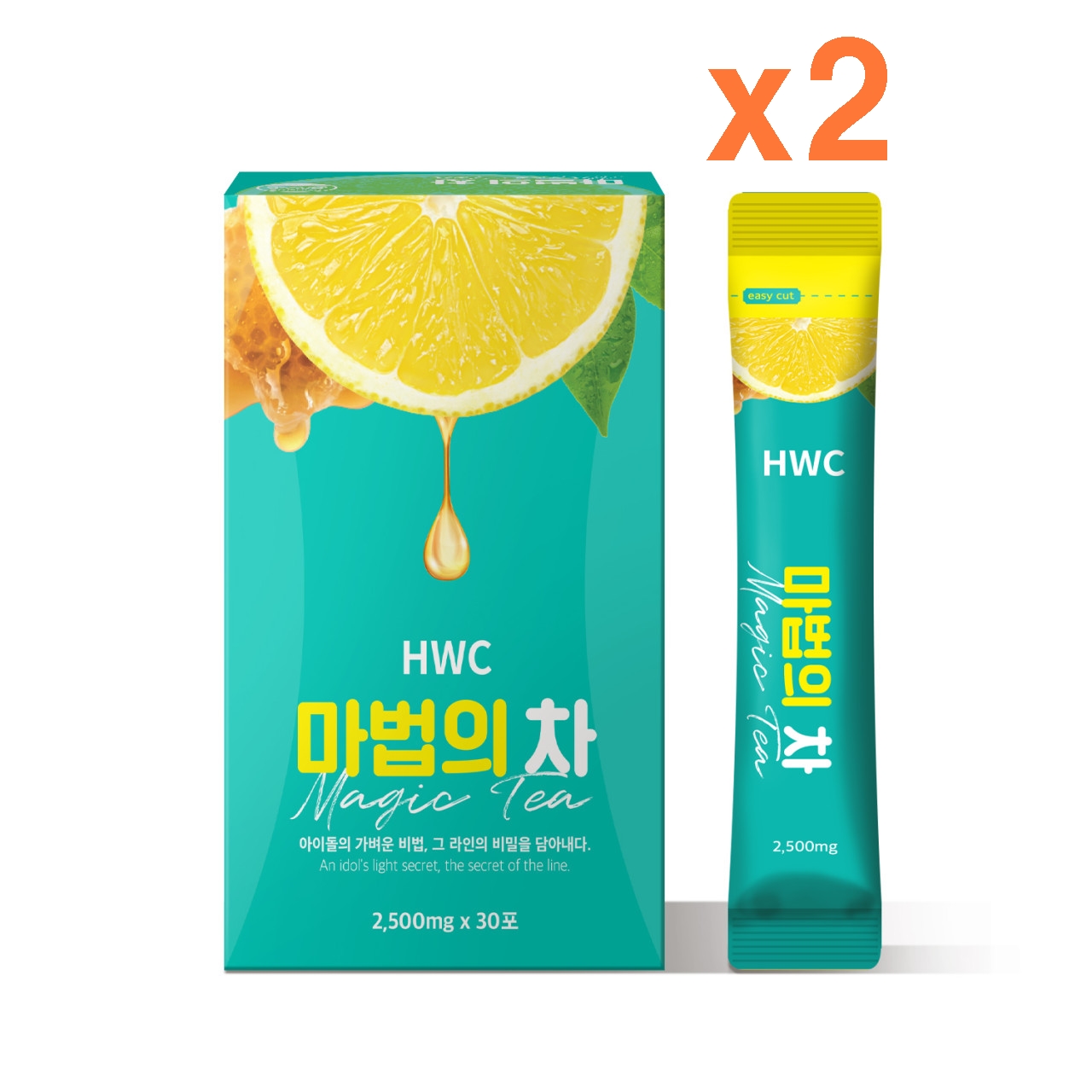 <b>HWC</b> 마법의차 아이돌워터 우바홍차 녹차 레몬 30포 x 2박스