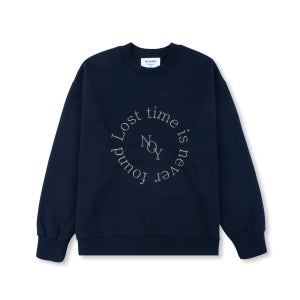 [노이커먼] 기모 LOST TIME 맨투맨 네이비