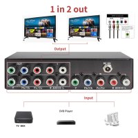 컴포넌트 스플리터 1 in 2 out RGB YPbPr RCA 비디오 오디오 AV 스위치 셀렉터 컨버터 1X2 for PS5 wii game