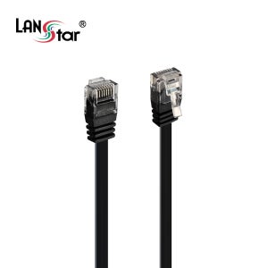 평면랜케이블 LANstar CAT6 UTP 랜케이블 기가 인터넷선 LAN 공유기선 0.5m, 블랙