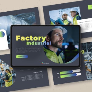 공장과 산업 파워포인트 PPT 템플릿 (산업, 엔지이너, 제조, 기술, 공업, 제조업)