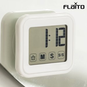[사회적기업] 플라이토 디지털 욕실 타이머 방수시계(건전지포함) 화이트