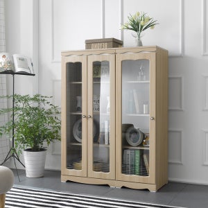 라채 거실 유리 장식장 수납장식장 아카시아