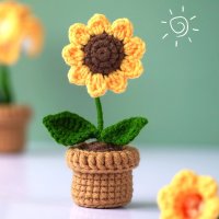 뜨개꽃다발 해바라기뜨개질 코바늘DIY 뜨개질 꽃다발 화분 KP9494