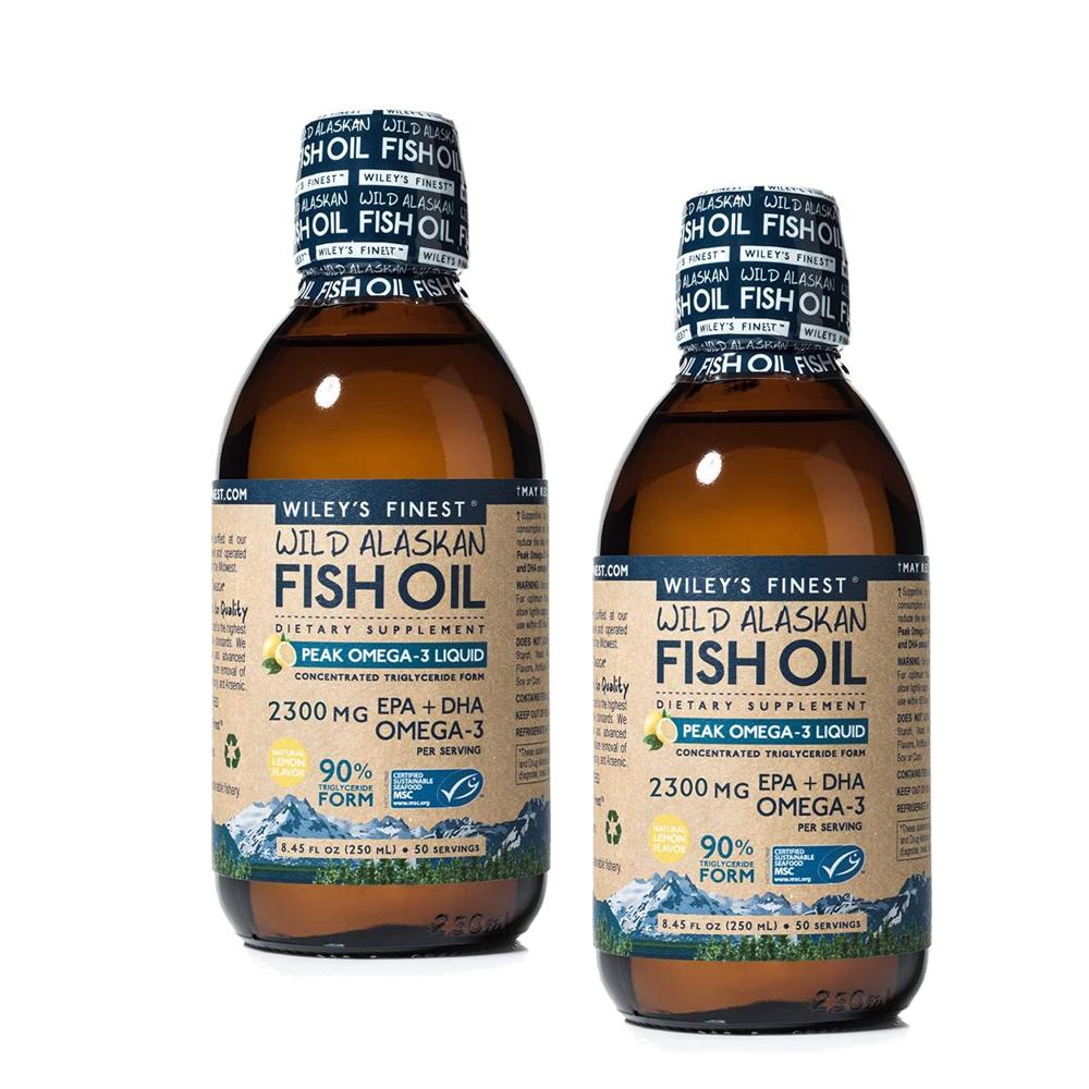 윌리스 파이니스트 <b>피쉬오일 피크 오메가3</b> 액상 <b>2300mg</b> EPA DHA 레몬 50회분 240g 2개 Wiley’s Finest Fish Oil Peak Omega 3 Liquid
