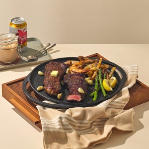 프리시즈닝 무쇠 주물 양손 플랫 그리들 30cm