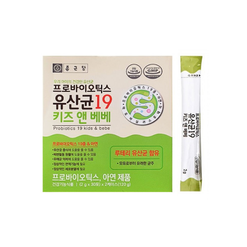에버네이처 종근당 - 프로바이오틱스 유산균<b>19</b> <b>키즈</b> 앤 베베 2g x 60포