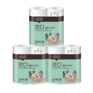 코디 행복이 사사삭 키친타올 130매X2롤X3팩