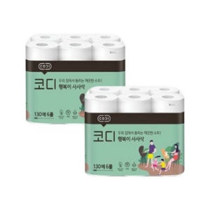 코디 행복이 사사삭 키친타올 130매X6롤X2팩