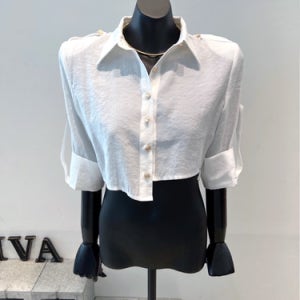 [VIVA] 23S 언발 금장 5부롤업 크롭셔츠