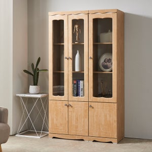라채 원목패턴 수납장식장 거실진열장