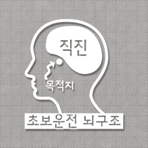 초보운전 스티커 7번 초보직진 흰색 20cm x 22.3cm