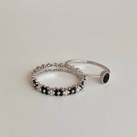 Black white flower ring 블랙앤화이트 플라워 링 (실버925)