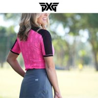 PXG 여성골프웨어 핑크반팔니트 SHADOW JACQUARD KNIT TOP 여자 골프옷