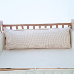 아기 침대 가드 범퍼쿠션 대형 바디필로우 사각커버 솜포함 체크베이지