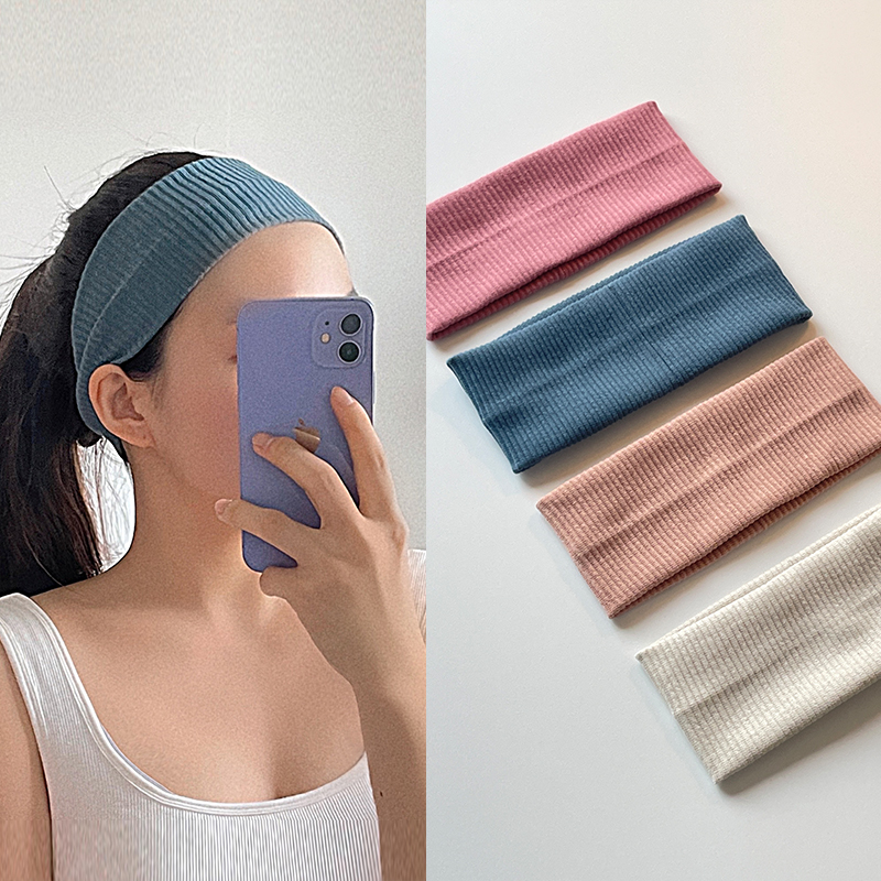 반다나 골지 면 헤어밴드 넓은 헤어터번 머리띠 스판