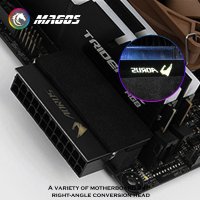 PC M/B ATX PSU 24 핀 직각 90 도 커넥터 어댑터 5V/12V RGB 동기화 발광 터닝 컨버터 P 모드