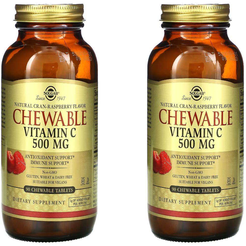 1+1 솔가 <b>츄어블 비타민 C</b> 천연 <b>크랜</b>-<b>라즈베리</b> 500mg 90 <b>츄어블</b> 정제