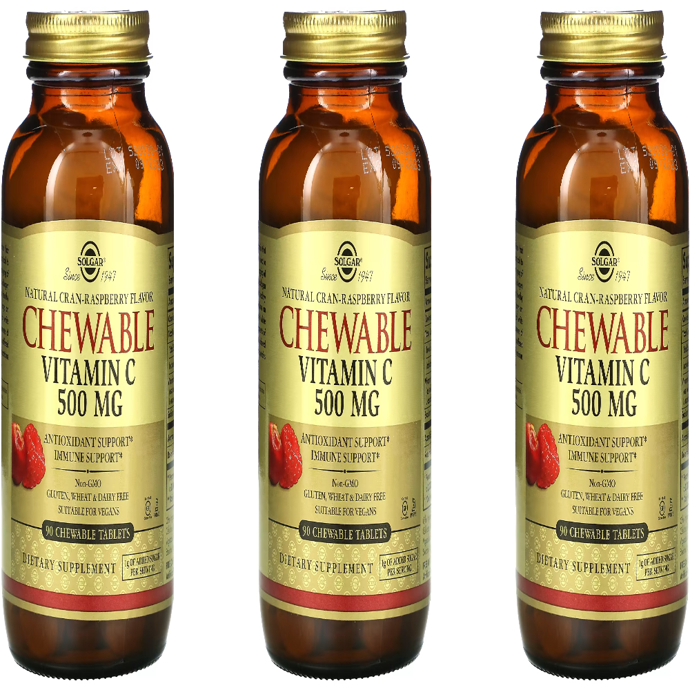 2+1 솔가 <b>츄어블 비타민 C</b> 천연 <b>크랜</b>-<b>라즈베리</b> 500mg 90 <b>츄어블</b> 정제