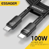 호환 Essager 100W C 케이블 USB-C PD 충전기 Macbook 용 와이어 코드 삼성 Xiaomi 타입 USB 3M