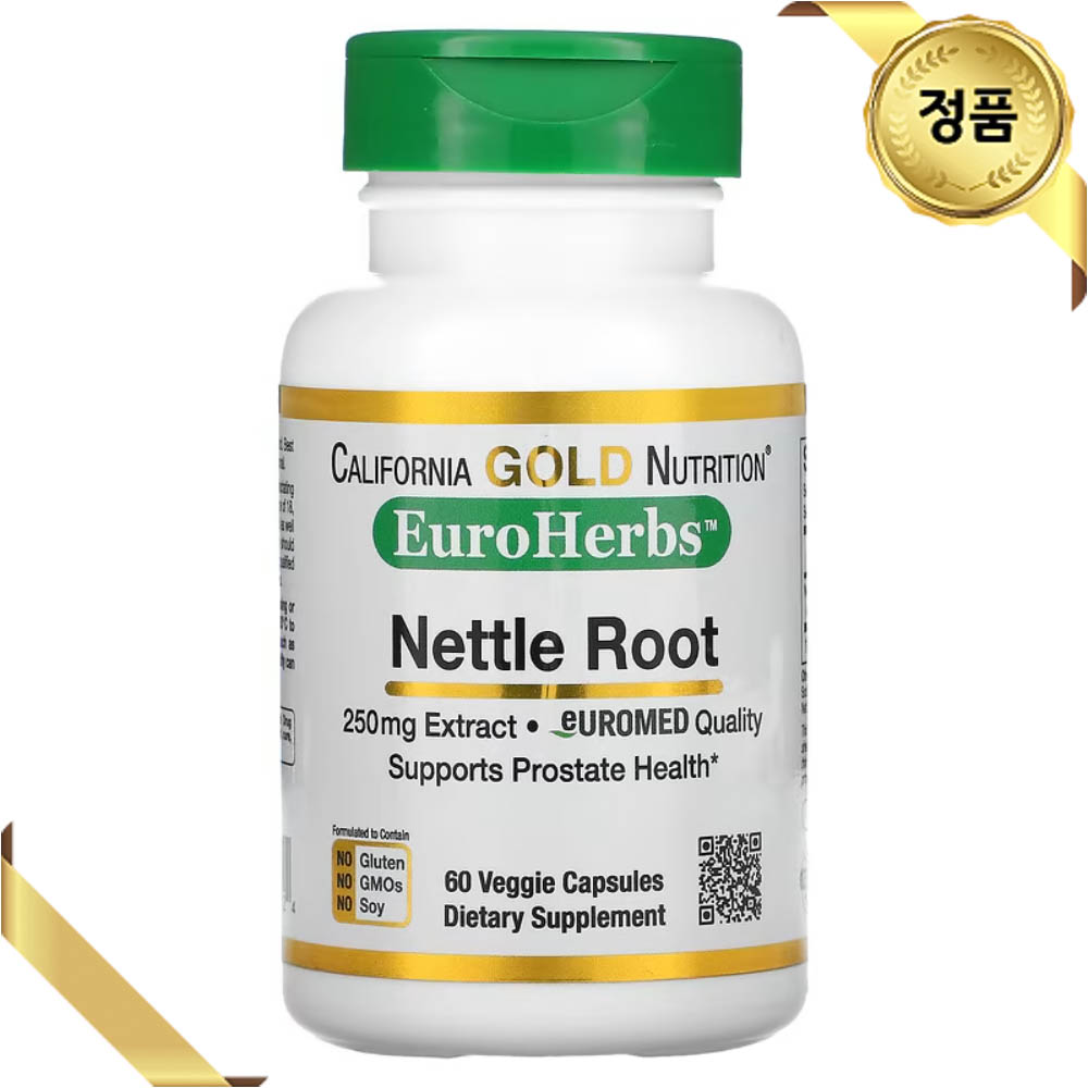 캘리포니아골드뉴트리션 쐐기풀 뿌리 추출물 250mg 60 베지 캡슐 엽록소 Nettle