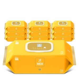 리꼬 83gsm 저자극 아기물티슈 비너스 골드 70매, 10개
