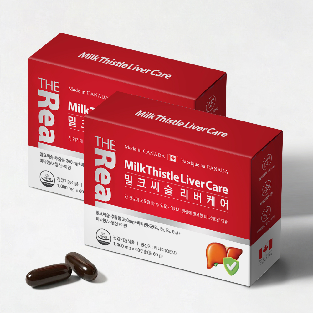 <b>더리얼</b> 밀크씨슬 리버케어 60캡슐, 2개