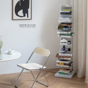 미드센츄리책장 북타워 얇은 경수진 책장 벽장식장 코너 미니 틈새 선반장 모듈선반 벽진열대