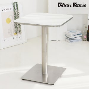 체어센스 실버하부 사각 테이블 실버엣지 둥근모서리500x500 인테리어 식당 업소용 카페