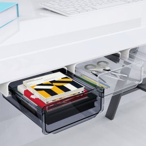 투명 히든서랍 책상 밑 부착식 붙이는 서랍 데스크테리어 책상정리 1단 소형