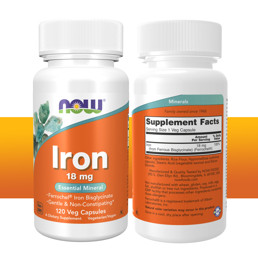 나우푸드 철분 <b>아이언 18mg</b> 120베지캡슐