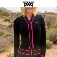 PXG 여성 핑크 바시티가디건 Varsity V-Neck Cardigan 골프가디건