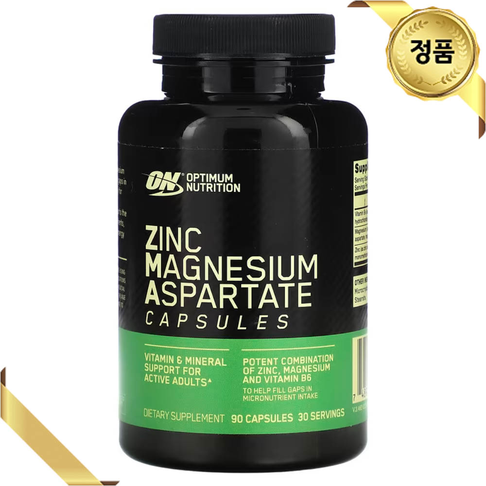 <b>옵티멈뉴트리션</b> 아연 마그네슘 435mg 90 캡슐 비타민B6 <b>미네랄</b> 아스파르트산염