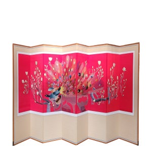 홍색백목련8폭자수