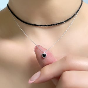 실버925 오닉스 하트 블랙 목걸이