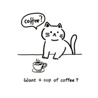 레터링스티커 레터링 커피 고양이 캐릭터 포인트스티커