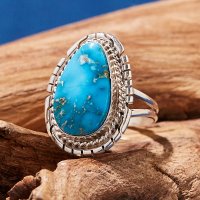 [NATIVE AMERICAN JEWELRY] TURQUOISE CONCHO RING / NA-23S12