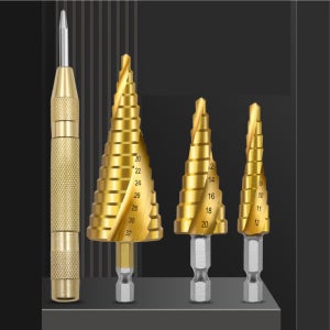 망고테크 스텝드릴 비트 3종세트 트위스트 멀티 홀가공 철판 목재 홀쏘 천공 드릴 날 기리