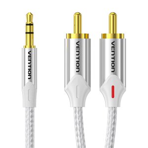 벤션 실버 프리미엄 3.5mm 스테레오 to 2 RCA 오디오 케이블, BCNI