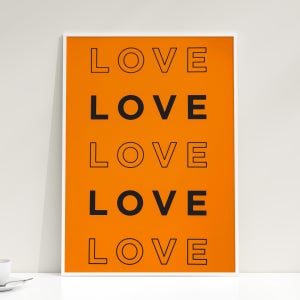 러브 LOVE 알파벳 타이포 주황색 인테리어 브로마이드 액자 A4 포스터