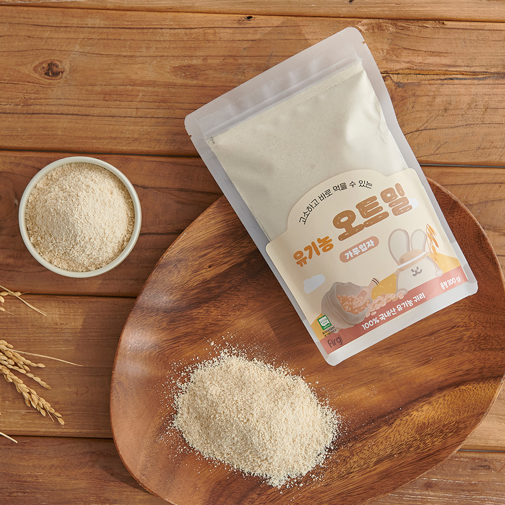 퍼기 유기농 오트밀 아기 초기 중기 미음 가루입자 (300g)