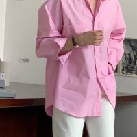 여자 비비드 핑크 셔츠 난방