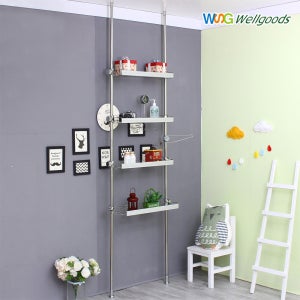 웰굿즈 알루미늄 기둥식 욕실선반 화장실 수납선반 3단 4단