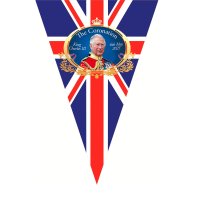 킹 찰스 III 배너 유니온 잭 10M 30pcs 삼각형 번팅 플래그 기념품 영국 장식 가정용