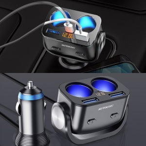자동차 2USB 스위치 2구 소켓 고정타입 12V/24V C타입 차량 멀티시거잭 충전기