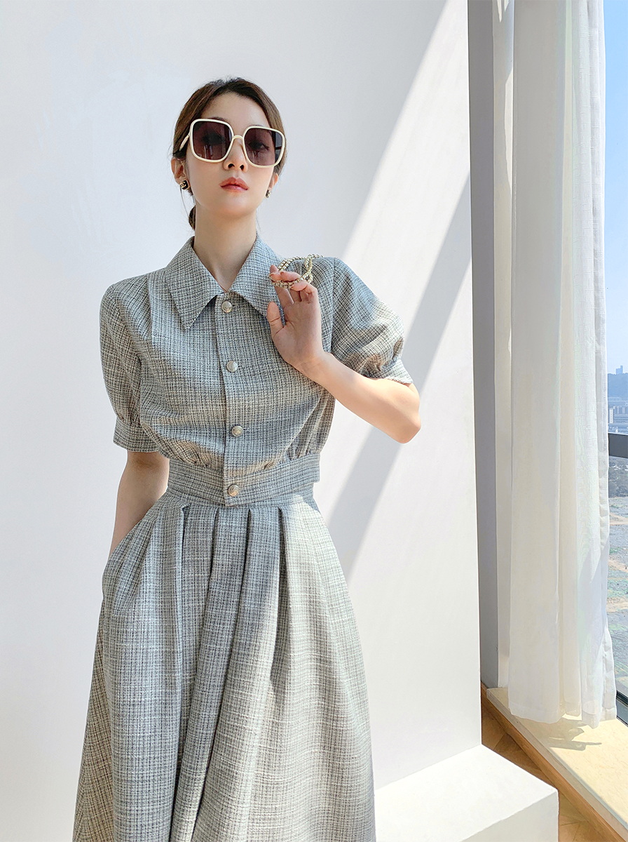 옷 세트 여성 의류 투피스 슈트 롱 주름 a라인 스커트 여름 팔 셔츠 셋업 오피스 하객룩 mz세대 패션