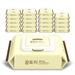 꿈토리 도톰한 나비의 꿈 엠보싱 물티슈 캡형 60매 x 20팩