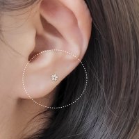 바두께 1mm 인터널 14k 미니 꽃 라블렛 피어싱 귀걸이