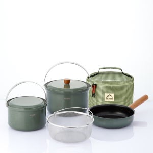 벨락 통3중 코펠 컬러9 L 감성캠핑 요리 포레스트 그린 식기세트