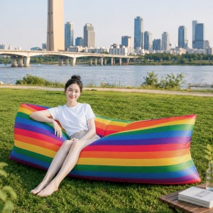 스포홀릭 캠핑 에어매트 에어베드 빈백 고급형 레인보우